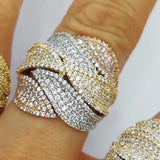 Romantic Wedding Ring CZ Crystal Pave Setting Jewelry For Women
