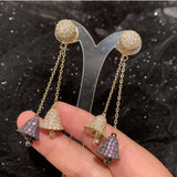 Purple Bell Earrings Front-Rear Dual-Use S925 Silver Tassel Earrings
