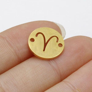 10Pcs Stainless Steel Hollow Out Zodiac Charms Pendant DIY Findings