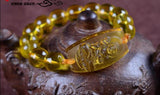 Natural Topaz Buddha Lucky Amulet Round Beads Bracelet Jewelry