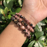 Natural Rhodonite Diamond Shape Bracelet Crystal Quartz Healing Stone Gift