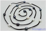 Arriver Leather Pearl Necklace 10x12mm 48 inches
