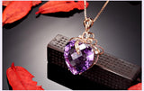 925 Silver Purple Crystal Heart Pendant Charm Jewelry for Her