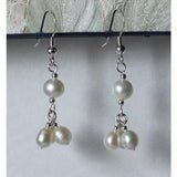 10mm Round Freshwater Pearl Dangle Earrings S925 Sterling Silver Hook