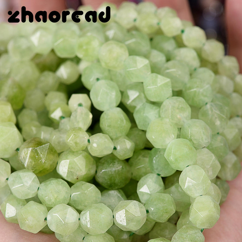 Green Peridot Stone Beads Faceted Spacer Beads 6 8 10mm