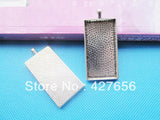 20pcs Antique Silver Rectangle Frame Setting Tray Pendant Charm DIY