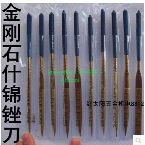 10pcs Titanium Coated Diamond Needle Files Set 4x160mm for Metal/Stone/Glass