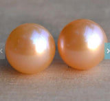 9MM Pink Natural Freshwater Pearl Earrings S925 Silver Stud Jewelry