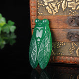 Natural Jade Pendant Cicada Necklace Hand-Carved Green Gemstone