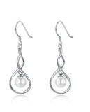 925 Silver Pearl Drop Earrings for Lady Girl Party Jewelry Love Gift