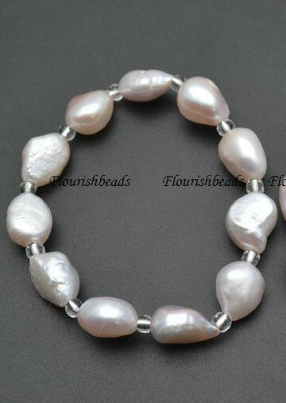 Baroque Oval Pearl Beads Elastic Line Stretch Bracelet