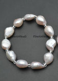 Baroque Oval Pearl Beads Elastic Line Stretch Bracelet