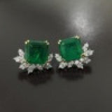925 Silver Emerald Earrings Retro Style