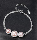 Elegant Freshwater Pearl Zircon Bracelet 18K Plated Gift