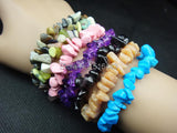 Mix Natural Stones Charms Stretchy Bracelets Bangles for Women Men