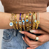 Vintage Boho Evil Eye Stainless Steel Bangles & Bracelets for Women