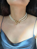 Baroque Pearl Necklace Metal Charm Pendant Choker Jewelry