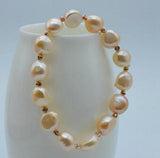 Baroque Pink Pearls Bracelet Red Accessories Stretch Thread Ladies Jewelry