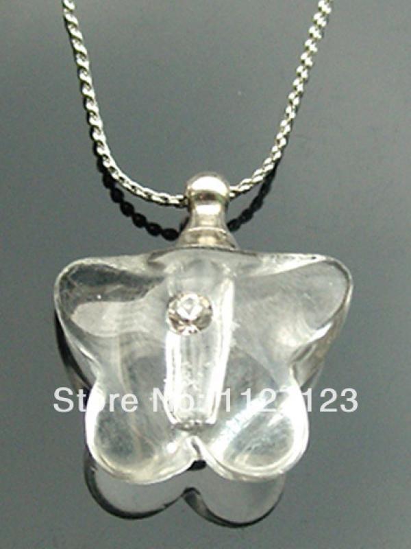 25pcs Lucency Butterfly Rice Vials Pendants Perfume Empty Glass Bottle