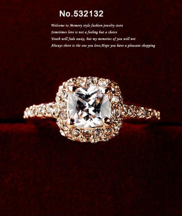 Rose Princess Cut CZ Wedding Ring