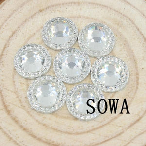 100PCS 15mm Round Resin Rhinestones Flatback Beads