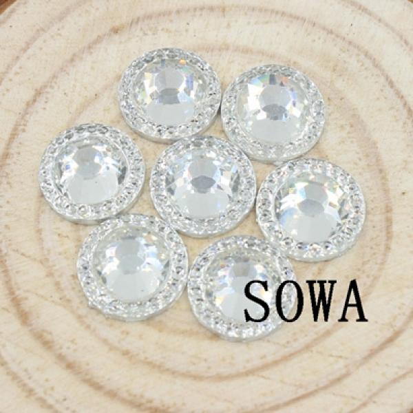 100PCS 15mm Round Resin Rhinestones Flatback Beads
