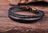 S533 Surfer Leather Hemp Hand Braid Bracelet Wristband Men's Cuff