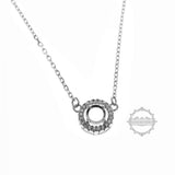 925 Sterling Silver CZ Stone Round Bezel Pendant with Chain