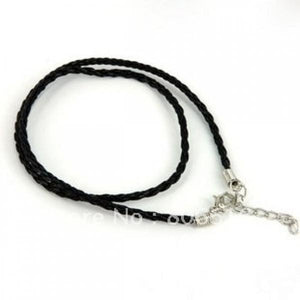 100 Pcs Round Knit PU Leather Necklace Cords Ropes With Clasps/Hooks