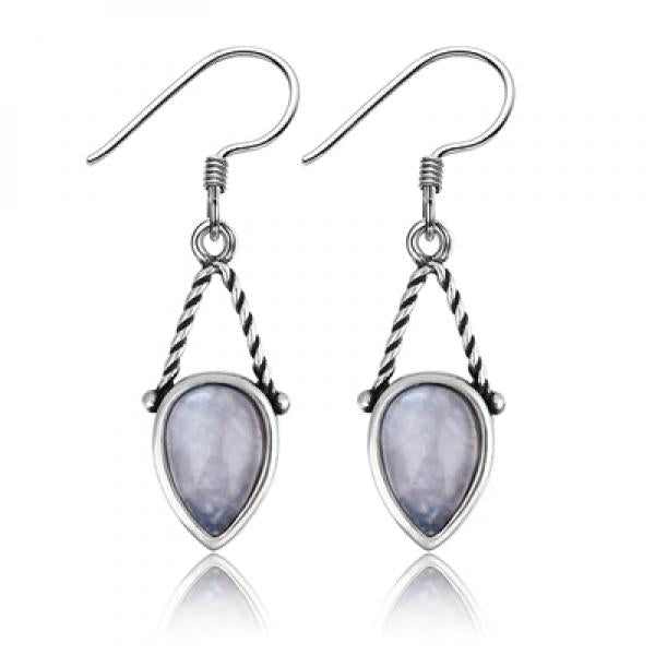 Water Drop Shape Sandstone 925 Silver Earrings