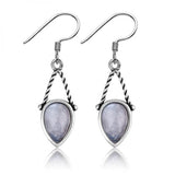 Water Drop Shape Sandstone 925 Silver Earrings