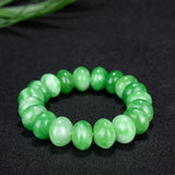 Green Jade Beads Bracelet Chiense Emerald Carved Charm Jewelry