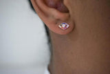 Colorful CZ Eye Stud Earring - 925 Sterling Silver