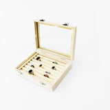 Beige Velvet Ring Display Box Earring Organizer Jewelry Tray