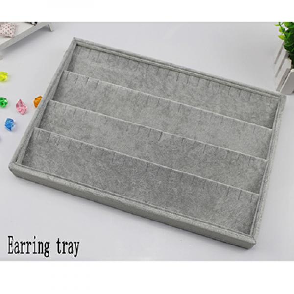 Gray Velvet Earring Display Storage Tray Set