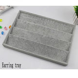 Gray Velvet Earring Display Storage Tray Set