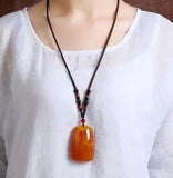 Amber and Honey Wax Pendant Necklace