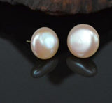 14mm AA Coin Freshwater Pearl Silver Dangle Earrings