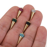 5pcs 18K Stainless Steel Cone Zircon Charms DIY Jewelry Findings