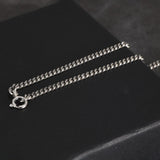 S925 Sterling Silver 2.5mm Whip Rope Men's Necklace Punk Rock Long Necklace