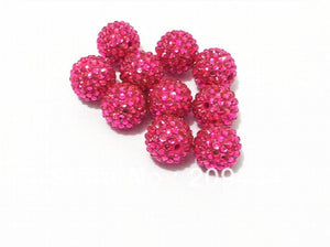 20mm HotPink Resin Rhinestone Ball Chunky Beads For Kids Jewelry Making