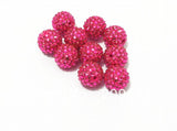 20mm HotPink Resin Rhinestone Ball Chunky Beads For Kids Jewelry Making