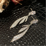 Silver Leaf Earrings Long Tassels Dangle Earrings