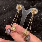 Purple Bell Earrings Front-Rear Dual-Use S925 Silver Tassel Earrings