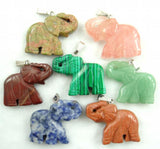 Tiger Eye Quartz Crystal Elephant Pendant for Jewelry Making