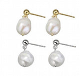 Baroque 9mm Freshwater Pearl Earrings S925 Silver Dangles
