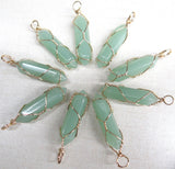 Natural Stone Amethyst Lapis Tiger Eye Opal Crystal Quartz Charm Pendants