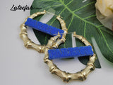Personalized Bamboo Hoop Earrings For Women Name Earrings