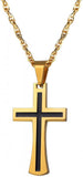 Christian Cross Pendant Necklace Two-Tone Stainless Steel