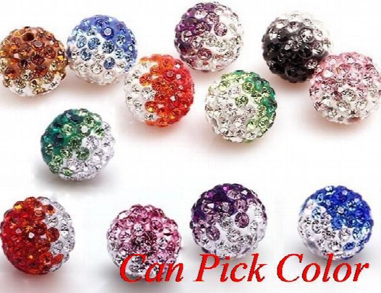 10mm Colorful Crystal Beads Disco Ball Bracelet Necklace DIY Spacer